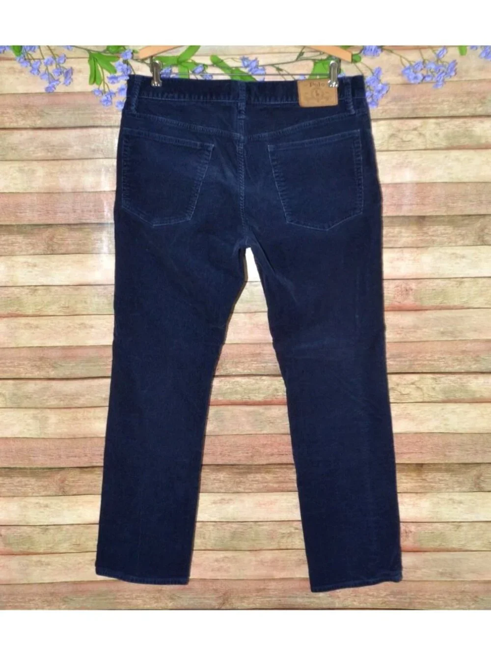 Polo Ralph Lauren Mens 34x30 Navy Blue Corduroy Pants Stretch Varick Slim